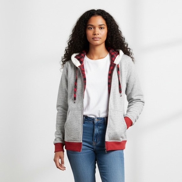 Disney Parks Minnie Mouse Gray Pullover Full Zip Sweater Hoodie Bow Ears Size M - Picture 3 of 11